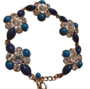 Vintage Bracelet AVON, Signed Jewelry, Cabochan Blue Toned Women's Bracelet